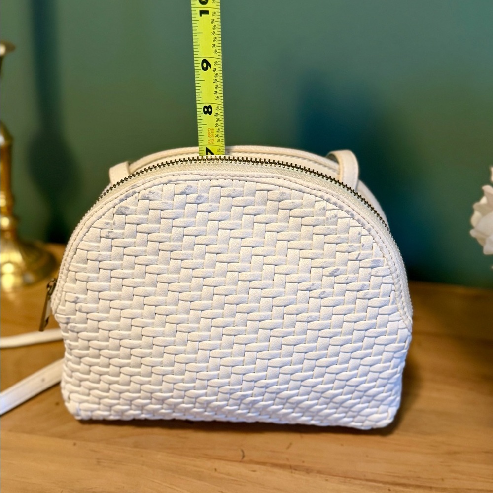 Anthropologie Crossbody White Woven Leather Purse with Adjustable Strap - Picture 14 of 14